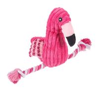 GALPADA Interactive Pink Flamingo Shape Plush Puppy Squeaky Rope Soft to Bite Dog Chew for Indoor Play