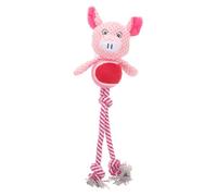 GALPADA Interactive Plush Squeaky Dog for Puppies and Cats, Soft Touch Pink Stuffed Pig Chew Rope for Teething and Fun Play
