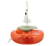 GALPADA Interactive Rotating Cat with Plume Wand and Butterfly Track, Indoor Kitten Puzzle Teaser for Self-play and Exercise, Fun Pet Learning for Home Use