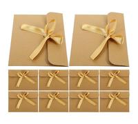 GALPADA Invitation Envelopes Kraft Paper 50Pcs with Ribbon Bow Tie for Birthday Cards Money Holders European Style Vintage Paper Stationery
