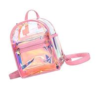 GALPADA Iridescent Small Jelly Backpack for, Pink Mini Metallic Festival Bag, Multi-Use Shoulder and Crossbody Purse for Stadium Events and Travel