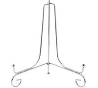 GALPADA Iron round Plate Display Rack with Three Leg Stand for Home | Silver Iron, Elegant Minimalist Contemporary Style, Stable Organizer for Celebration and Home Use