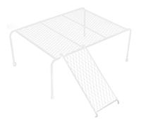GALPADA Iron Rutin Chicken Platform Rack with Ladder for Pets and Little Birds, Encouraging Exercise and Developing Balance, White Small Animal Habitat Décor for Chicken Coop Play