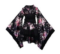 GALPADA Kimono Outfit Japanese Robe Kimono Dresses for Women Loungewear Kawaii Clothes Japanese Geisha Costume Women Cosplay Robe Girl Black Dress Women's Japanese-style Maid