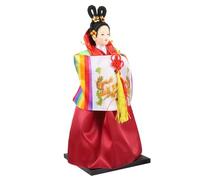GALPADA Korean Hanbok Doll Handicraft Silk Cloth Traditional Figurine Decoration Collectible Art Home Display Compact Stable Base