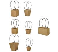 GALPADA Kraft Paper Hand Bags with Retro Simple Design, Easy to Use 7pcs for Valentine's Day for Flower Gift Packaging Flower Arrangement and Gift Wrapping