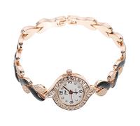 GALPADA Ladies Bracelet Quartz Watch Stylish Leaf Pattern Zinc Alloy Leather Band Fashion Hand Chain Black