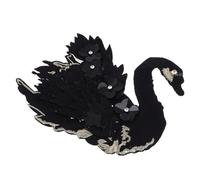 GALPADA Large Black Swan Embroidery Patch with Beads, Sew-On Applique for Clothing, Bags and Crafts, Decorative Floral Swan Sewing ’S Apparel and DIY Embroidery Projects