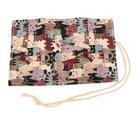 GALPADA Large Capacity Colored Pencil Organizer Canvas Case with Elastic Slots for Pens and Watercolor Storage Cat Design Pencil Bag for Students Artists and Writers Portable Stationery