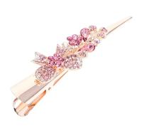 GALPADA Large Pink Crystal Hair Clips for Women, Vintage Metal Alligator Clips with Highlight Makeup Feature, Beautiful Decoration for Daily and Party Dressing