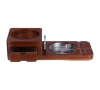 GALPADA Large Wooden Cigar Ashtray with Integrated Drawer and Whiskey Glass Tray Easy to Clean Stainless Steel and Wood Cigar Accessories for Private Tasting Sessions