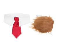 GALPADA Lawn Goose Necktie and Wig Set for Garden and Outdoor Decoration Featuring Red Collar Tie and Blonde Wig with Easy DIY High Temperature Wire Material Size 15.50x10.00x2.00cm