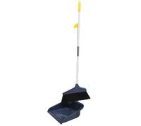 GALPADA Long Handle Dustpan and Cleaning Broom Set with Soft Bristles for Floor Cleaning, Blue Plastic and Metal Construction, Suitable for Wood Flooring,