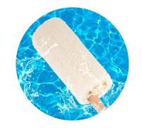 GALPADA Long Wooden Handle Bath Brush with Natural Loofah Sponge, Gently Exfoliates Skin and Easy to Hang, for Bath Use, Suitable for Oily and Dry Skin, Size 36x10cm
