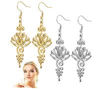 GALPADA Lotus Flower Dangle Earrings for Women and Teen Girls 2-pair Set (gold Silver) Floral Drop Earrings Minimalist Jewelry for Everyday Wear