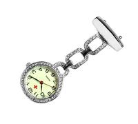 GALPADA Luminous Watch Retro Hanging Pocket Watch Rhinestones Quartz Movement Noctilucence Silver Tone for Student Essentials