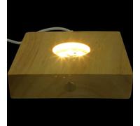 GALPADA Luminous Wooden Base Light Decorative LED Display Coaster in Khaki Rubber Wood with Circuit Board for Personal Home and Party Use