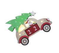 GALPADA Luminous Wooden Desk Calendar with Christmas Countdown, Reusable Perpetual Blocks in Creative Car Shape, Rustic Style for Desktop and Restaurant Decoration Color Color