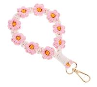 GALPADA Macrame Keychain Bracelet Handmade Daisy Woven Lanyard Keyring Holder for Women Unique Bohemian Wristband Accessory for Bags and Keys
