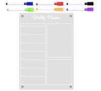 GALPADA Magnetic Acrylic Fridge Board Portable Dry Erase Planner with Weekly Calendar for Refrigerator and Iron Cabinets, Whiteboard for Notes and Reminders