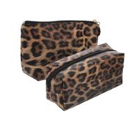 GALPADA Makeup Bags Pu Cosmetic Pouches with Zipper Closure Leopard Print 2pcs Easy to Carry Stylish and Portable Toiletry Organizer that Can Be Stored in Handbag for Travel