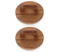 GALPADA Mason Jar Wooden Lid with Silicone Seal and Handle, 2Pcs Wide Mouth Airtight Storage Caps for Kitchen Canisters and Dry Food Preservation