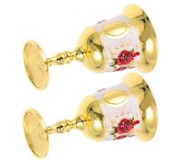 GALPADA Medieval Zinc Alloy Goblets 2Pcs Embossed Metal Wine Cups Small Size Retro Drinking Chalices for Garden and Holiday Events