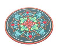 GALPADA Meditation Sound Bowl Rounded Cushion Pad for Religious Singing Bowls Large Exotic Deep Green Mat with Beautiful Pattern Comfortable Non Slip Buddhism Prop for Yoga