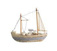 GALPADA Mediterranean Style Wooden Sailboat Model for Living Room Table Decoration, Handcrafted Nautical Ornament Small Fresh Design and Adornment for Beach Themed Party