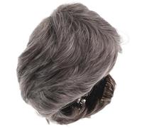 GALPADA Men'S Short Synthetic Gray Wig Side Parting, Natural Light Grey Hairpiece for Costume Parties and Halloween Events