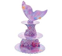 GALPADA Mermaid Theme Birthday Party Cake Stand Large Multi-tier Dessert Display Tower for Cupcakes Pastries and Fruit, Cake Decoration Tray for ’ Party Table