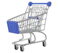 GALPADA Metal Mini Grocery Cart for Shopping Trolley with Smooth Rolling Wheels Openable Seat Rear Net Versatile Desktop Organizer for Stationery Makeup Dollhouse Role Play and Supermarket