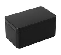 GALPADA Metal Tin Tea Box Lid, Portable Rectangular Tinplate Container for Tea Leaves, Snacks, Mini Candles, and Cosmetic Storage Organizer Jars Case (Black)