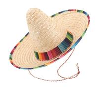 GALPADA Mexican Straw Sombrero Hat for Adults, Lightweight and Comfortable Khaki Party Accessory, for Halloween and Mexican Themed Parties, 43cm Diameter