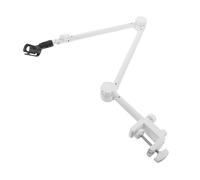 GALPADA Microphone Stand Desk Mounted Boom Arm Mic Holder White Metal for Live Streaming Podcast Recording Use