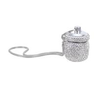 GALPADA Mini Portable Metal Pill Case with Rhinestone Keychain Small Travel Pill Organizer Bottle for Daily Medication for On-The-go Use