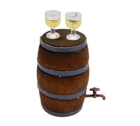 GALPADA Mini Red Wine Barrel Doll House Decor Set for Dollhouse Enthusiasts - Vintage Style 4pcs Set with Wooden Barrel, Tap, and 2, for Miniature Furniture Displays