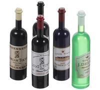GALPADA Mini Red Wine Bottles Set for Doll House 1:12 5pcs Plastic Miniature Wine Bottle Accessories Simulation Toys for Mini House Decor