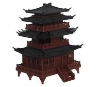 GALPADA Miniature Asian Pavilion Sculpture Model House in Brown Plastic, Traditional Chinese Architecture with Timeless Design, Versatile Decoration for Micro Landscape Projects and Home