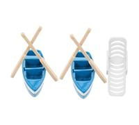 GALPADA Miniature Beach Chair and Boat Blue and White Coastal Decor with Oars Safe Craft for Dollhouses Fairy Gardens Desktop Decoration and Ocean-themed Home Accent