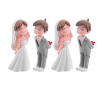 GALPADA Miniature Bride and Groom Figurines for Indoor Weddings and Engagement Party Decoration Pvc Material 2 Pairs Wedding Cake Toppers Reusable and Easy to Place