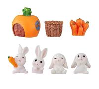 GALPADA Miniature Bunny Figurines PVC Rabbit Ornaments with Car and Cake Decorative Toppers Animal Figurines for DIY Crafts Cupcake Microlandscape and Bunny