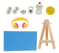 GALPADA Miniature Dollhouse Fitness Equipment Set with Alloy Dumbbells and Kettlebell, Micro Landscaping Sports Ornament for Dollhouse Decor and Mini Gym Scene Accessories