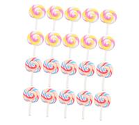 GALPADA Miniature Rainbow Lollipop Decorations for Boys and Girls, Fairy Tale Micro Landscape Candy Ornaments, 20pcs Set, Simulation Sugar-loaf Models for Diy Crafting and Party Decor Random Style