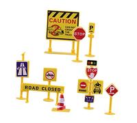 GALPADA Miniature Traffic Sign Barricade for Educational Plaything School Teaching Aids Interactive Roadblock Decorations Bright Color for Imaginative Learning and Fun