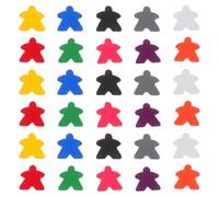 GALPADA Multi-Color Wooden Meeples 100Pcs Small Hand-Carved Chess Tokens for Classroom Counting Family Board Game Accessories Replacement Figures