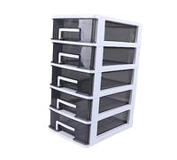 GALPADA Multi Layer Desk Storage Cabinet with Transparent Black White Frame Portable Plastic Organizer for Office Study Room Lightweight Storage Box for Desktop Sorting and Small Space Use