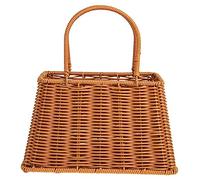 GALPADA Multi Purpose Handheld Flower Basket with Iron Frame Vintage Woven Design for Wedding Decor and Fruit Storage Smooth Polished Surface for Home Organization and Floral Arrangements