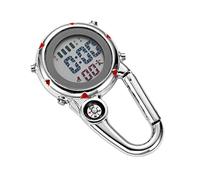 GALPADA Multifunction Clip-on Quartz Watch Stainless Steel Carabiner Hanging Watch Portable Clip for Climbing Nurses Outdoor Use Red