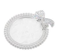 GALPADA Nail Charm Display Tray round Shaped Board White Resin with Imitation Pearl Crystal and Copper Practical Versatile Professional DIY Nail Art Tray for Friends Who like Getting